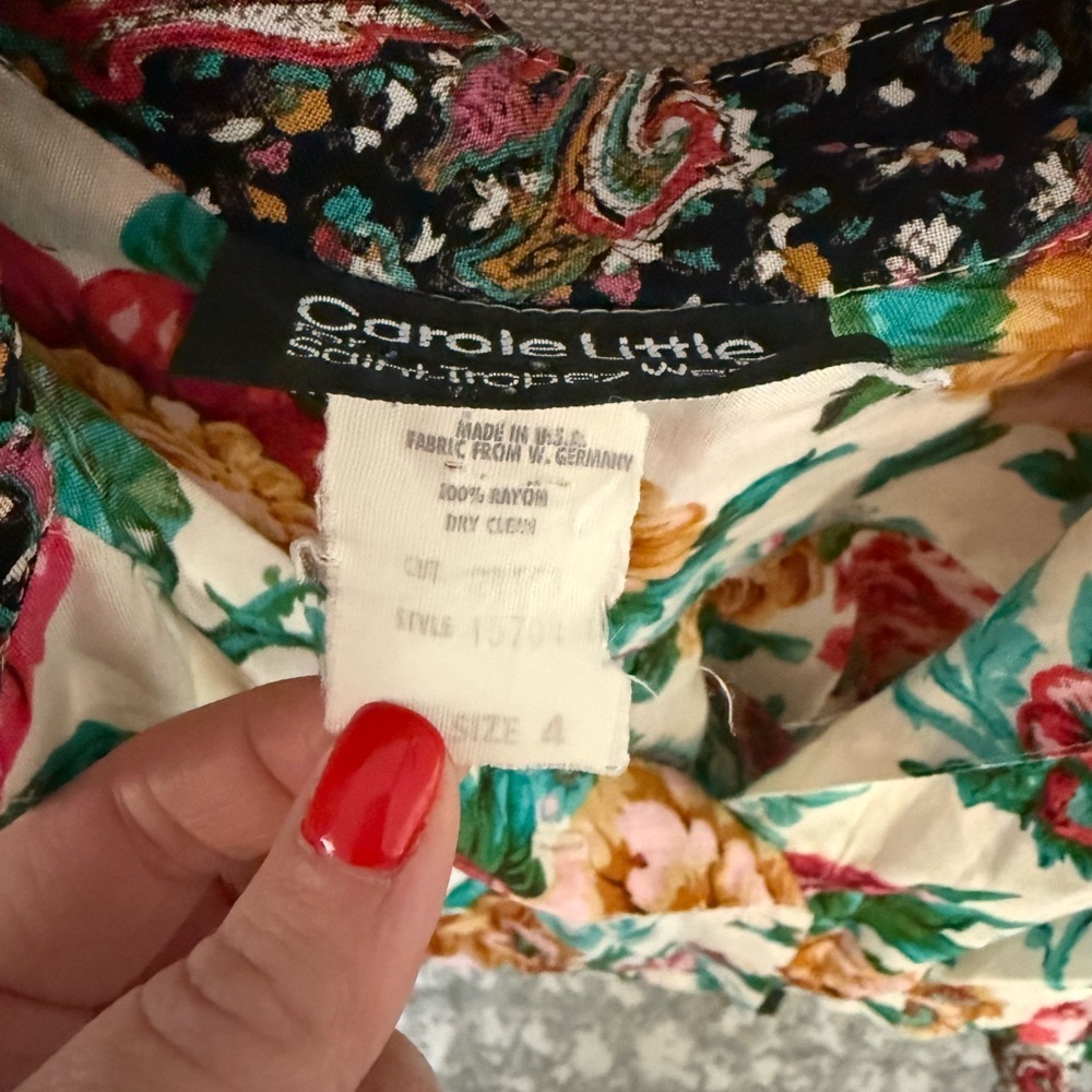 Rare Vintage Carole Little Floral Skirt & Cropped Top Set | Small (4–6) - Picture 6 of 9